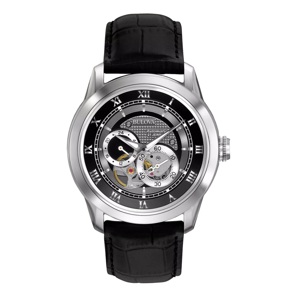 Bulova Sutton 42mm - Black on Leather Strap